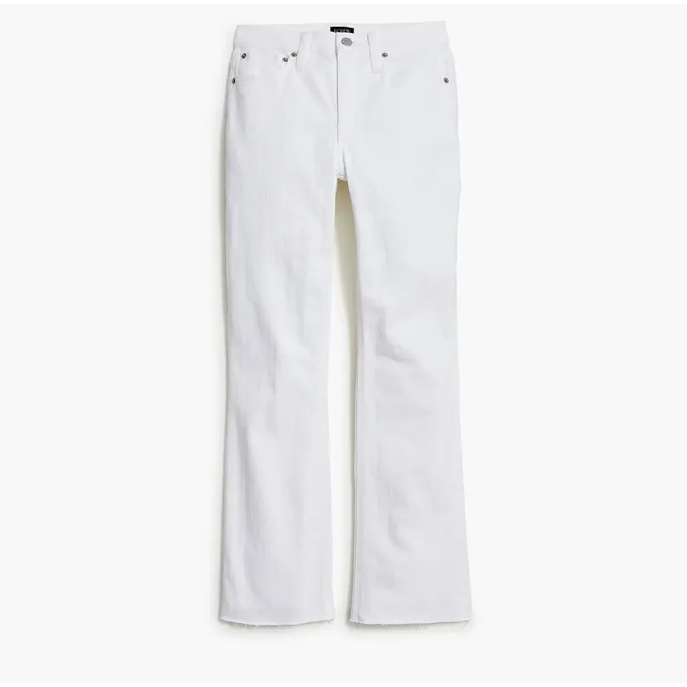 J.Crew Flare Crop White Jean Signature Stretch Denim Mid Rise Womens US 28